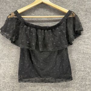 Divided Blouse Women S Small Black Polka Dot Short Sleeve Round Neck Lined